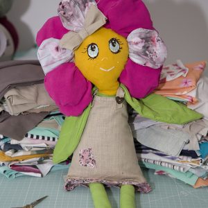 Handmade Scrap Fabric Doll – One of a Kind