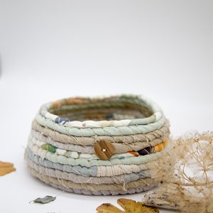 Coiled scrap fabric basket